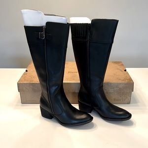 Born Fannar Leather Wide Shaft Tall Riding Boot Black 6.5M NIB